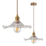 Suspension - lotus en verre (2 pcs) - abat - jour fait main - 2x e27 60w - style vintage / �l�gant