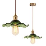 Suspension / lustre - smotop - abat - jour verre vert - 2x e27 60w - style vintage industriel