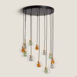 Suspension aluminium hassi 12 spots multicolore