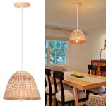 Suspension en bambou lustre style boh�me �25cm abat - jour en bambou chapeau lampe suspendue vintage ...