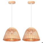 Suspension en bambou lustre style boh�me �25cm abat - jour en bambou chapeau lampe suspendue vintage ...