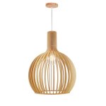 Suspension design minka �35?cm en bois ? style nordique artisanal e27 hauteur r�glable