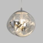 Suspension design moderne avec grand abat - jour en verre m�tallis� chrom� irr�gulier douille e27 melti ...