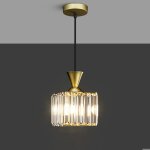 Suspension e27 luminaire en cristal mtal abat - jour carr 15cm dor lustre rglable pour salle  manger ...