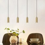 Suspension homefire 4 flamme gu10 moderne - m�tal dor� et noir - 60 x 6 x 170cm - r�glable en hauteur ...