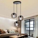 Suspension luminaire industrielle - axhup - ajustable r�tro vintage - noir - abat - jour �19cm - culot ...