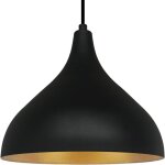 Suspension luminaire e27 hct style ? m�tal noir mat int�rieur dor� �35cm design moderne �l�gant