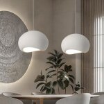 Suspension luminaire moderne contemporain blanc - e27 lustre design vintage lampe 2pcs 20cm pour cuisine ...