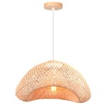 Suspension luminaire natural - tokius - tissage de bambou � la main et bois - lustre de plafond d30cm ...
