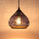 Suspension luminaire noir et or en mtal conception perfore lustre rtro vintage industriel intrieur ...