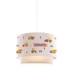 Suspension lurgan pour enfant motif dengins de chantier blanc