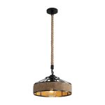 Suspension lustre industrielle vintage e27 luminaire plafonnier en m�tal corde de chanvre lampe de plafond ...