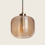Suspension m�tal et verre beryl ambre