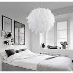 Suspension plume luminaire blanche moderne lustre abat - jour 30cm pour les salons chambres des enfants ...