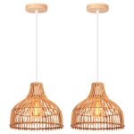 Lampe suspendue - smotop - abat - jour bambou tiss� main - 2x e27 - �24 cm vintage boh�me
