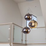 Suspension triple triple magma violette ? verre m�tallis� irregulier douille e27