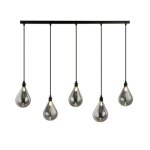 Suspension en verre home deluxe celia ? gris fum� ? 5 lampes