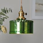 Suspension suspension en verre lustre industriel lustre vintage abat - jour vert abat - jour suspendu ...