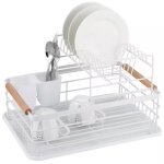 S�che - vaisselle - kinghoff - kh - 1798 - m�tal blanc - 2 niveaux - bac � couverts amovible