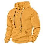 Sweat � capuche homme jacquard col boutons poche kangourou tissu extensible polyester automne hiver - ...
