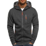 Sweats  capuche pour hommes zipp hiver chaud veste sport dcontract lger respirant hoodie gris