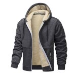 Sweat  capuche homme avec zippe doublure en polaire sweat - shirt chaud manches longues pour automne ...