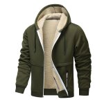 Sweat  capuche homme avec zippe doublure en polaire sweat - shirt chaud manches longues automne hiver ...