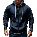 Sweat � capuche homme zipp�sweat - shirt en polaire automne hiver avec poches zipp�es - taille eu - bleu ...
