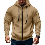 Sweat � capuche homme zipp�sweat - shirt en polaire automne hiver avec poches zipp�es - taille eu - kaki ...