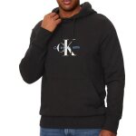Sweat à capuche noir homme calvin klein jeans distressed monologo Sweat à capuche noir homme calvin klein jeans distressed monologo