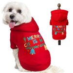 Sweat  capuche rouge pour petit chien tenue de nol pull polaire chaud pour petit chien chat garon ...