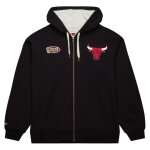 Sweat  capuche zipp - mitchell & ness - nba 2. 0 chicago bulls - 100% coton - noir - rouge