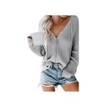 Sweat cardigan femme tricot doux  capuche col v gris xl : confort style & chaleur pour un look tendance ...