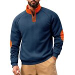 Sweat � col montant homme en polaire sweat homme sans capuche 1 / 4 zip - bleu marine