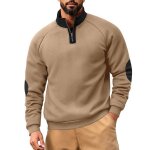 Sweat  col montant homme en polaire sweat homme sans capuche 1 / 4 zip - camel