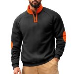 Sweat � col montant homme en polaire sweat homme sans capuche 1 / 4 zip - noir