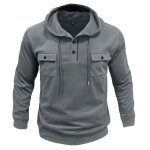 Sweat homme a capuche autumn dhiver pull homme col henley casual chaude leger couleur unie regular fit ...