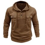 Sweat homme a capuche autumn dhiver pull homme col henley casual chaude leger couleur unie regular fit ...