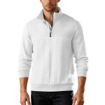 Sweat homme dhiver  demi - fermeture pull homme col montant chaude leger autumn casual regular fit manches ...