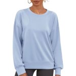 Sweat - shirt oversize femme � manches longues sportif court bleu l pull d�contract� col rond et �paules ...
