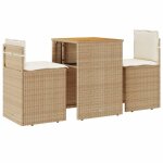 Sweet ensemble de bistro 3 pcs - table et 2 chaises - avec coussins beige rsine tresse 202565979