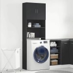 Sweet meuble de machine à lavermeuble pour wc noir 64x24x190cm bois dingénierie - 5364483yxm Sweet meuble de machine à lavermeuble pour wc noir 64x24x190cm bois dingénierie - 5364483yxm