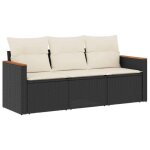 Sweet salon bas de jardin 3 pcs avec coussins noir r�sine tress�e 202571124 - 55x62x69 cm