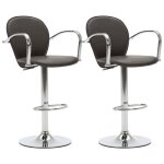 Sweet tabourets de bar - contemporain - avec accoudoir lot de 2 - marron similicuir - 49x53x(875 - 1085)cm ...