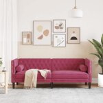 Sweety@ canap� chesterfield - sofa triple - 3 places - avec traversins - velours ll845