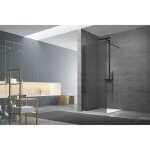 Swiss aqua technologies walk - in set paroi de douche 77x200cm fixe en verre fumé + bras de montage + ... Swiss aqua technologies walk - in set paroi de douche 77x200cm fixe en verre fumé + bras de montage + ...