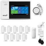 Systeme dalarme maison wifi + gsm huxgo hxa007 avec sirne 1x dtecteur de mouvement 9x capteur de porte ...