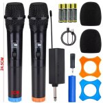 Syst�me de microphone professionnel sans fil 2x + r�cepteur pour karaok� au label