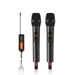 Syst�me de microphone sans fil design double main 36 canaux r�glables 2 micros avec r�cepteur