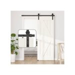 Systme de porte coulissante grange loft rail noir 122 cm en acier durable installation facile et design ...